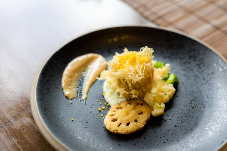 Stunning dishes in fine dining restaurantの写真素材