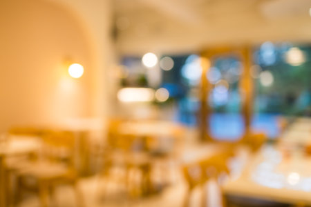 Bokeh view of the cozy coffee shopの写真素材