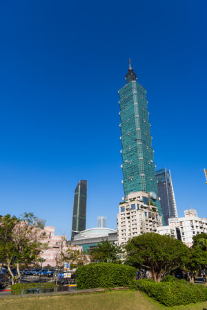Taipei, Taiwan 18 January 2024: Taipei city skylineの写真素材