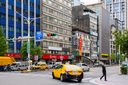 Taipei, Taiwan 19 March 2022: Taipei city street in Taiwanの写真素材