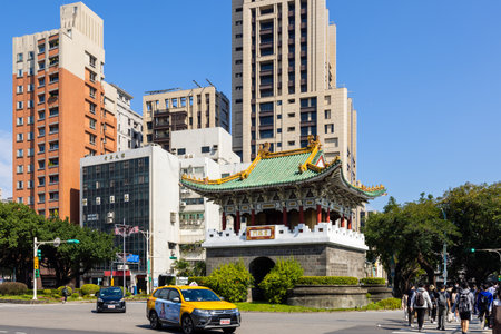 Taipei, Taiwan 01 March 2022: Taipei city streetの写真素材