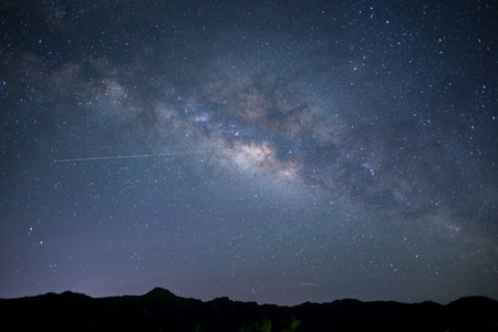 Beautiful Starry night sky in Qingjing Farm of Taiwanの写真素材