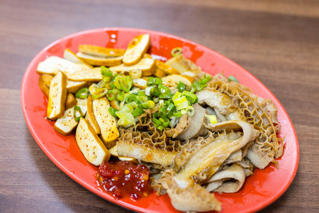 Taiwanese local food store with braised tofuの写真素材