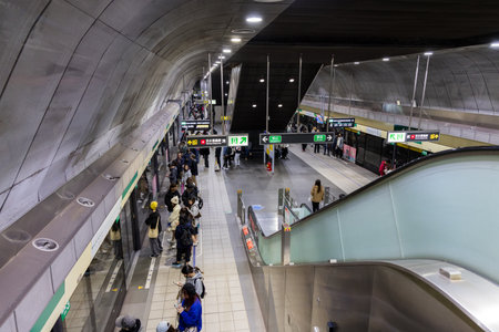 Taipei, Taiwan 26 February 2024: Metro platform in station in Taipei cityの写真素材