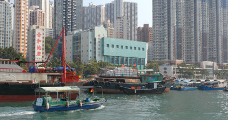 Aberdeen, Hong Kong 12 May 2019: Hong Kong harbor port in aberdeenの写真素材