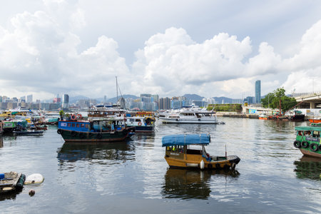 Hong Kong 23 June 2023: Causeway Bay water promenade in Hong Kong cityの写真素材