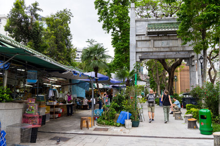Hong Kong 27 April 2024: Hong Kong street market in Wan Chai districtの写真素材