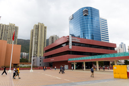 Hong Kong 03 April 2024: Tuen Mun Public library in Hong Kong cityの写真素材