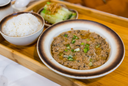 Steamed Pork Patty with mushroomの写真素材