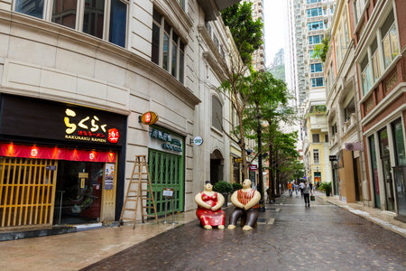Hong Kong 27 April 2024: Lee Tung Street in Wan Chai district of Hong Kong cityの写真素材
