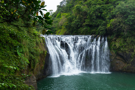 Shifen Waterfall in Pingxi District at Taiwanの写真素材