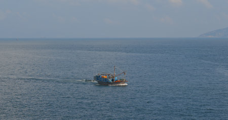Cheung Chau, Hong Kong 24 April 2019: Fish boat in the seaの写真素材