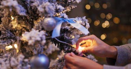Christmas tree decoration at homeの写真素材