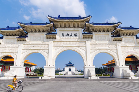 Taipei, Taiwan 17 April 2023; Liberty Square in Chiang Kai shek memorial hall at Taiwanのeditorial素材