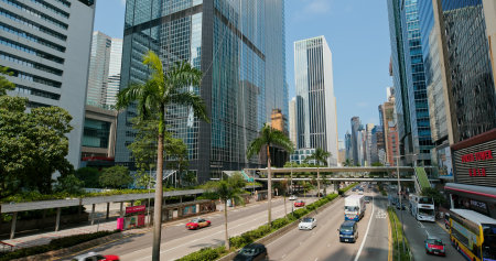Wan Chai, Hong Kong 06 September 2020: Business district in Hong Kongのeditorial素材