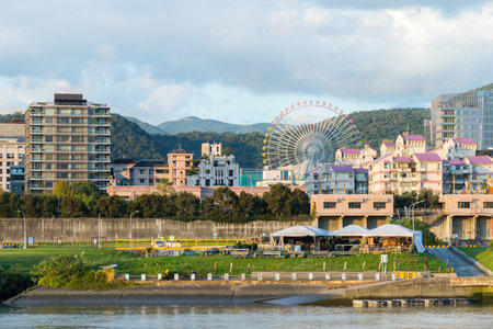 Taipei, Taiwan 14 December 2023: Taipei city at riversideのeditorial素材