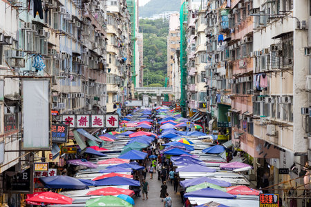 Hong Kong 25 April 2024: Fa Yuen street in Mong Kok districtのeditorial素材