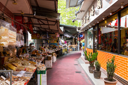 Hong Kong 28 April 2024: Hong Kong Seafood market in Yuen Long Lau Fau Shan districtのeditorial素材