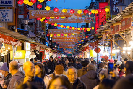 Taipei, Taiwan 26 January 2024: Traditional Lunar new year street market in Dihua at Taipei Cityのeditorial素材