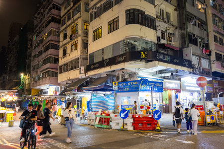 Hong Kong 05 April 2024: Street market in Fayuen street in Mongkok district at Hong Kong cityのeditorial素材