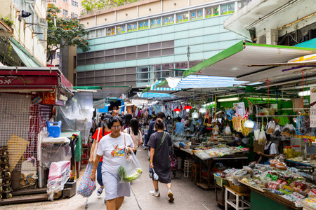 Hong Kong 27 April 2024: Hong Kong wet market in Wan Chai cityのeditorial素材