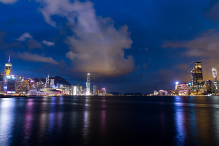 Hong Kong 26 June 2023: Hong Kong city at nightのeditorial素材