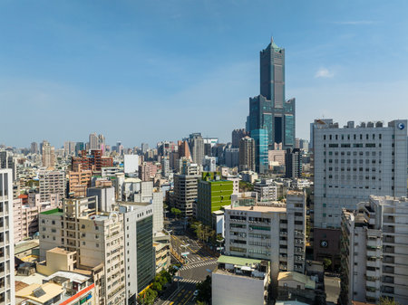 Kaohsiung, Taiwan 01 February 2024: Top view of the city skyline in Kaohsiung cityのeditorial素材