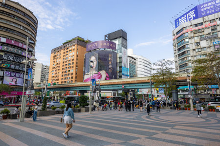Taipei, Taiwan, 24 March 2022: Taipei city street in Zhongxiao Xinsheng districtのeditorial素材