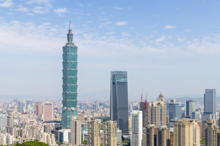 Taipei, Taiwan 10 April 2022: Taipei city skylineのeditorial素材
