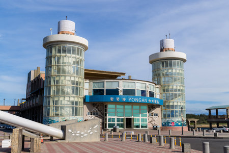 Taoyuan, 30 August 2023: Yongan Fishing Port seafood market in Taiwanのeditorial素材