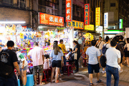Taipei, Taiwan 07 July 2023: Ningxia road night market in Taipei city of Taiwanのeditorial素材