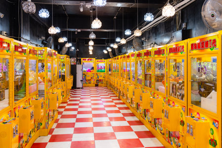 Taiwan 05 July 2023: Claw machine shop in taiwanのeditorial素材
