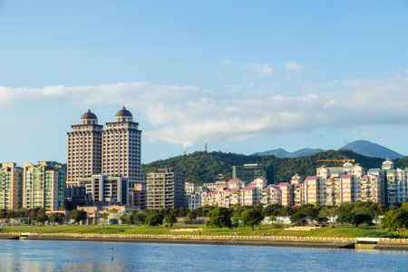 Taipei, Taiwan 14 December 2023: Taipei city at riversideのeditorial素材