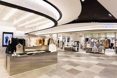 Taoyuan, Taiwan 20 December 2023: Interior of Taimall shopping mallのeditorial素材