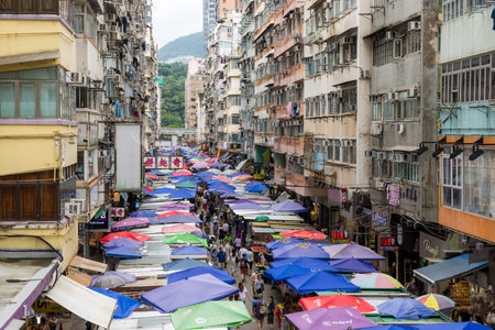 Hong Kong, 23 June 2023: Fa Yuen Street in Mong Kok district at Hong Kong cityのeditorial素材