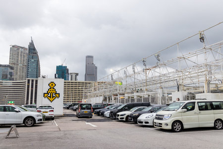 Hong Kong 27 April 2024: Car parking lot in Tsim Sha Tsui shopping mallのeditorial素材