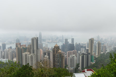 Hong Kong 09 April 2024: Victoria Peak at Hong Kong cityのeditorial素材