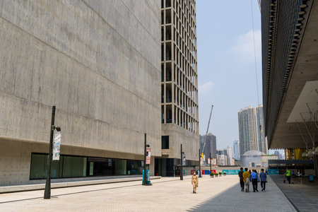 Hong Kong 12 April 2024: M Plus in West Kowloon Cultural District in Hong Kong cityのeditorial素材