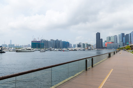 Hong Kong 30 March 2024: Kwun Tong Promenade in Hong Kong cityのeditorial素材