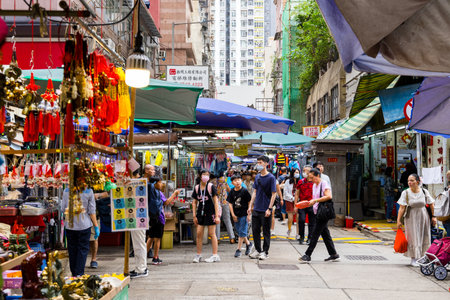 Hong Kong 27 April 2024: Hong Kong wet market in Wan Chai cityのeditorial素材
