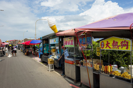 Taoyuan, Taiwan 27 August 2023: Zhuwei street food vendor at Taiwanのeditorial素材