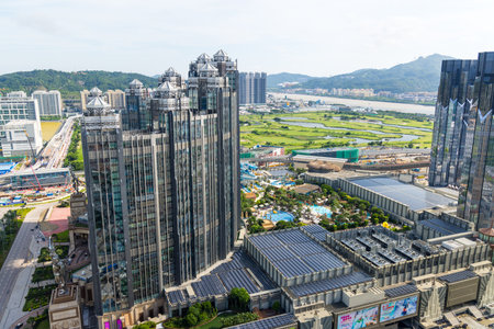 Macau 30 June 2023: Macau city skyline in Taipaのeditorial素材