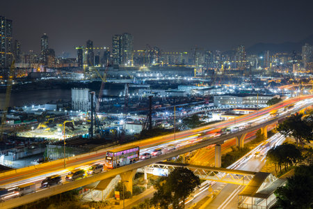Hong Kong 25 November 2021: Hong Kong city nightのeditorial素材