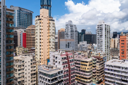 Mong Kok, Hong Kong 23 August 2022: Hong Kong city skylineのeditorial素材