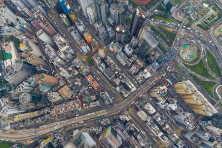 Causeway Bay, Hong Kong 07 May 2019: Top view of Hong Kong commercial districtのeditorial素材
