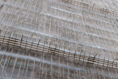 Bamboo scaffold in Hong Kong cityのeditorial素材