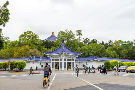 Taipei, Taiwan 05 February 2024: Chiang Kai shek Memorial Hall garden park in Taipei cityのeditorial素材
