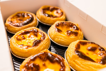 Stack of Portuguese egg tart