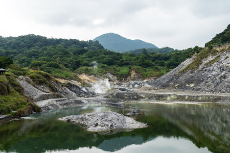 Huangxi hot spring recreation area in Yangmingshan national park of Taiwanの写真素材