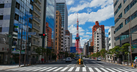Tokyo, Japan 26 June 2019: Tokyo tower in the cityのeditorial素材